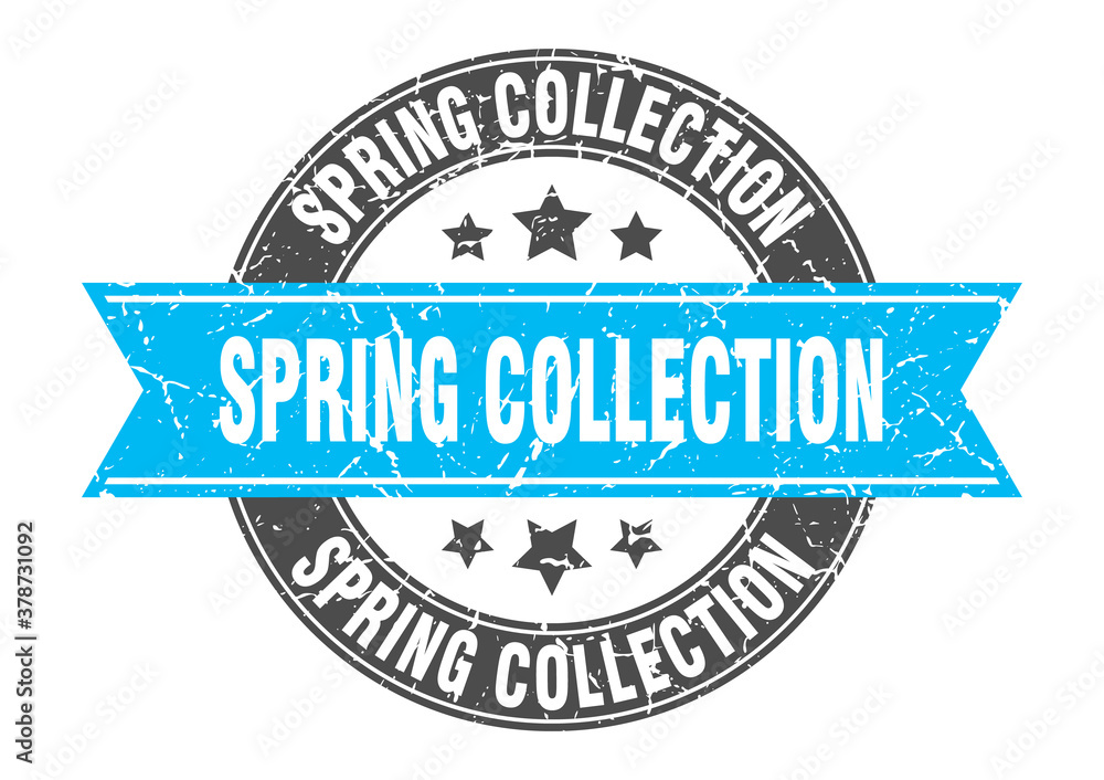 spring collection round stamp with ribbon. label sign spring collection round stamp with ribbon. label sign