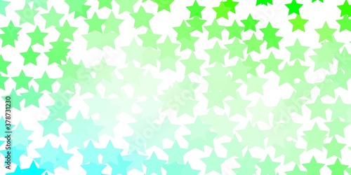 Light Green vector layout with bright stars. Blur decorative design in simple style with stars. Pattern for new year ad, booklets.