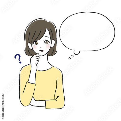疑問を持つ女性　考える　吹き出し