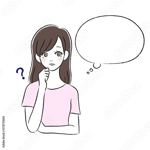 疑問を持つ女性　考える　吹き出し