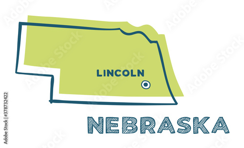 Doodle vector map of Nebraska state of USA