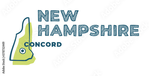 Doodle vector map of New Hampshire state of USA