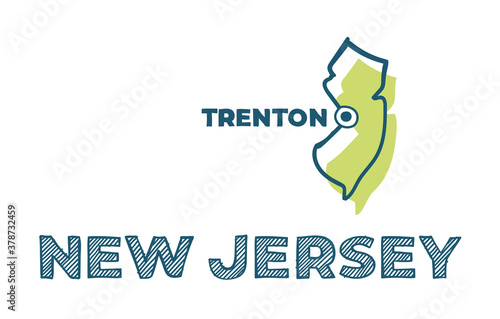 Doodle vector map of New Jersey state of USA