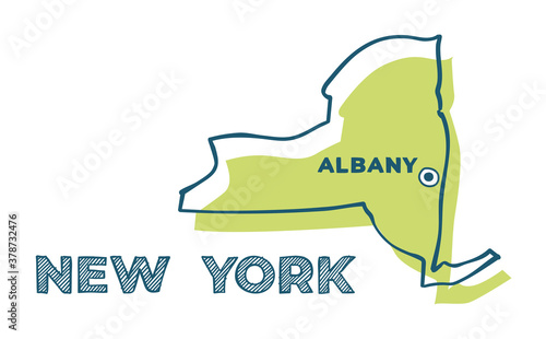 Doodle vector map of New York state of USA photo