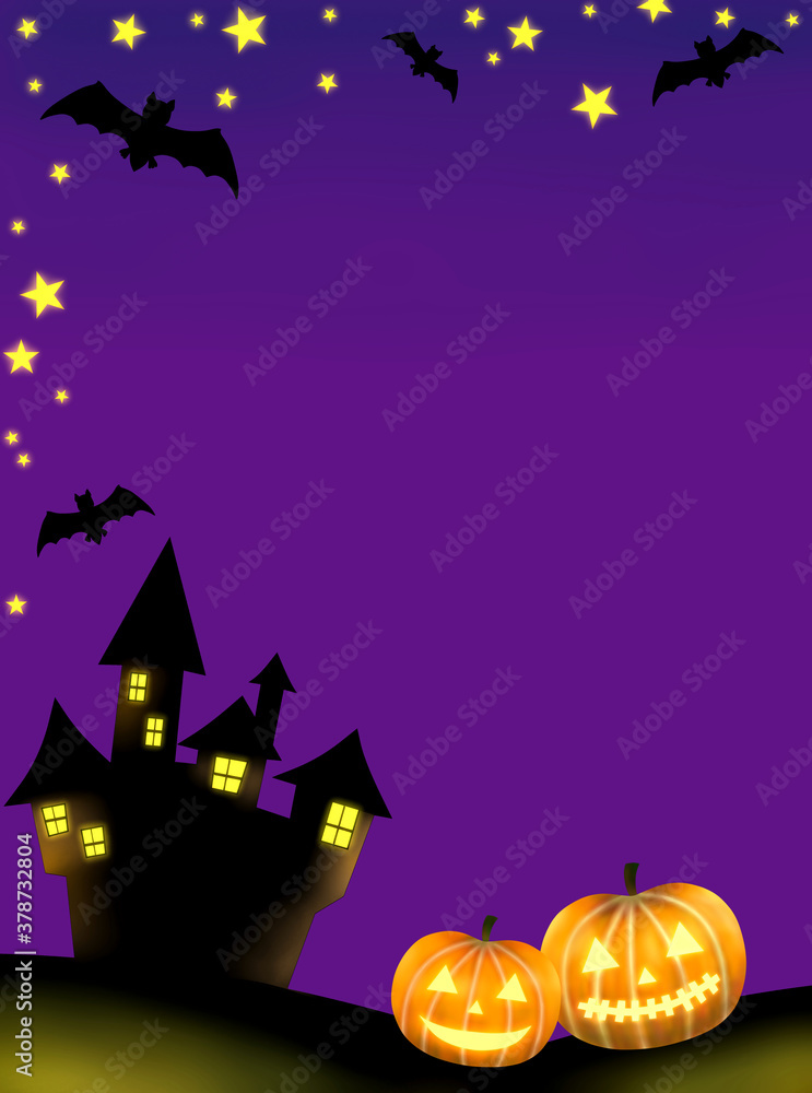 Background of Halloween Pumpkin Bats Castle