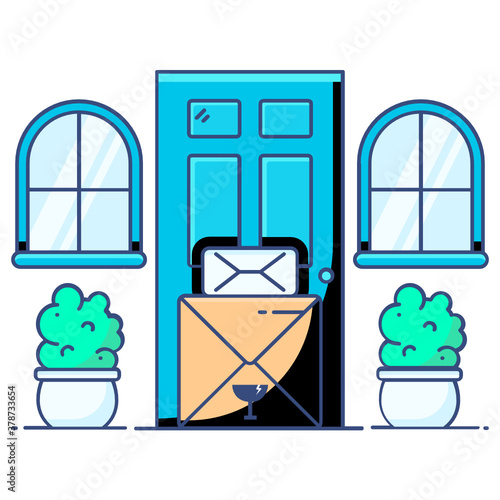 
Home delivery icon design, flat vector of doorstep delivery 
