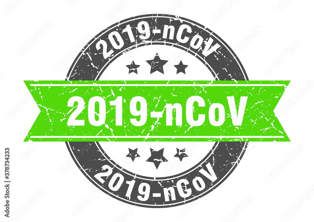 Fototapeta premium 2019-ncov round stamp with ribbon. label sign