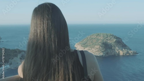 View of the sea in slow motion from a viewpoint photo