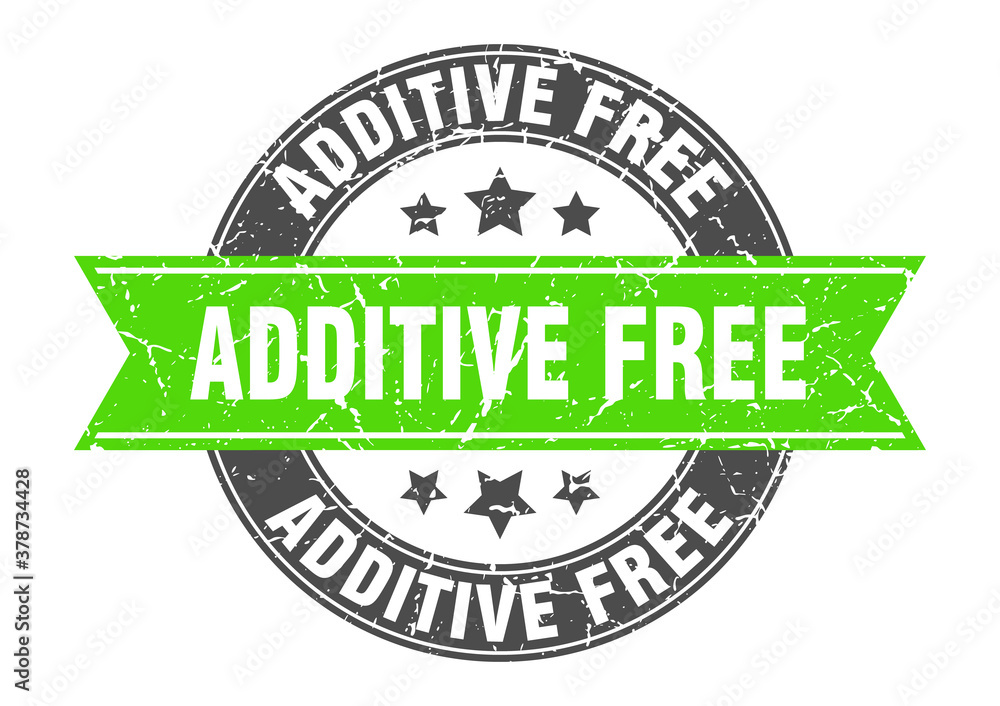 Fototapeta premium additive free round stamp with ribbon. label sign