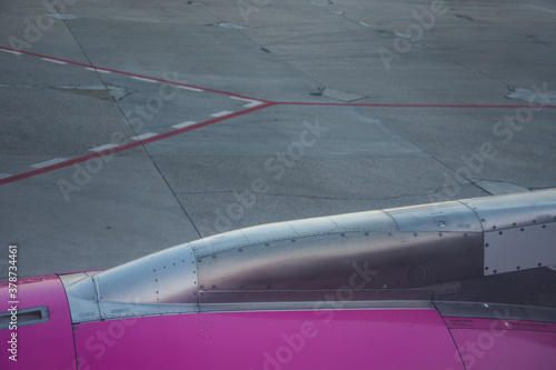 rivets on the plane wing