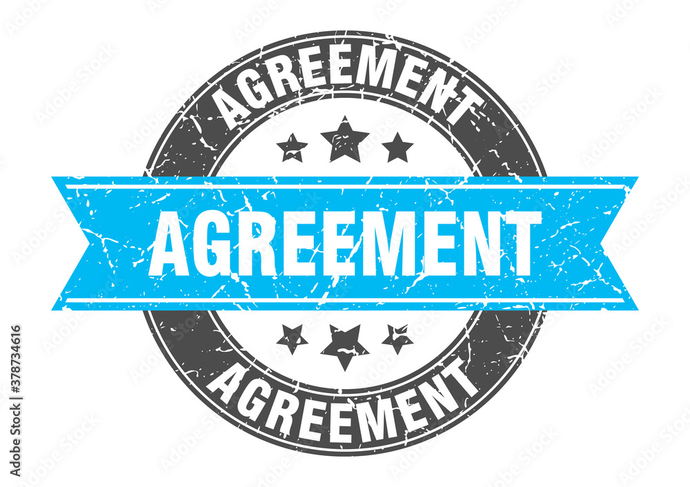agreement round stamp with ribbon. label sign agreement round stamp with ribbon. label sign