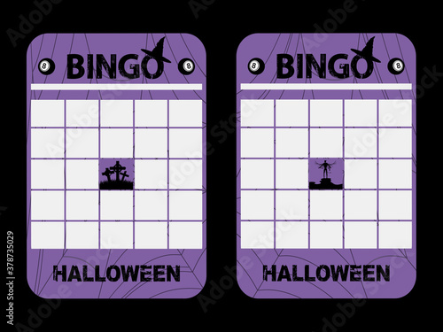 Halloween purple blank decorated bingo cards