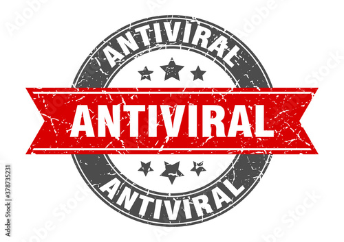 antiviral round stamp with ribbon. label sign