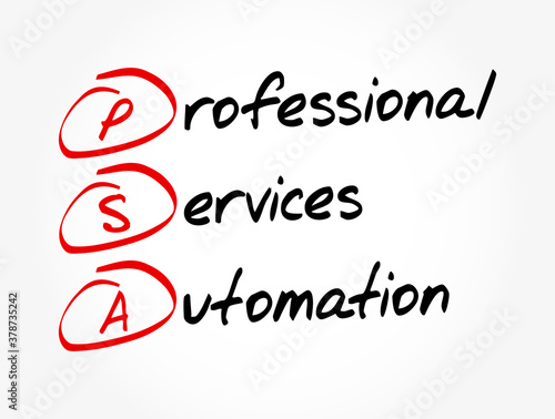 PSA - Professional Services Automation acronym, technology concept background