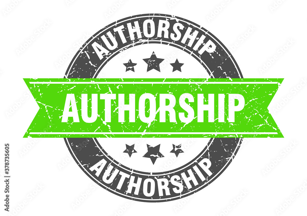 Fototapeta premium authorship round stamp with ribbon. label sign