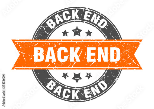 back end round stamp with ribbon. label sign