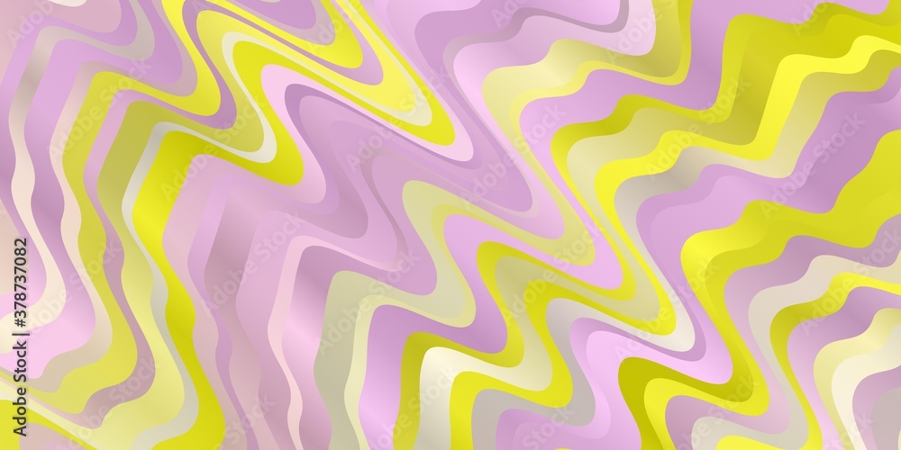 Light Pink, Yellow vector pattern with curved lines.