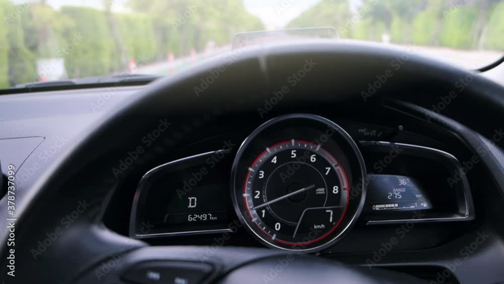 This car dashboard auto digital fast speed meter number kilometer km for control driving console indicator, mode detail panel for automobile automotive transport video