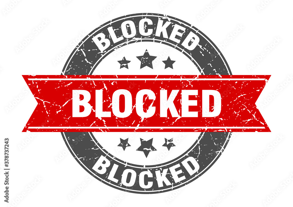 Obraz premium blocked round stamp with ribbon. label sign