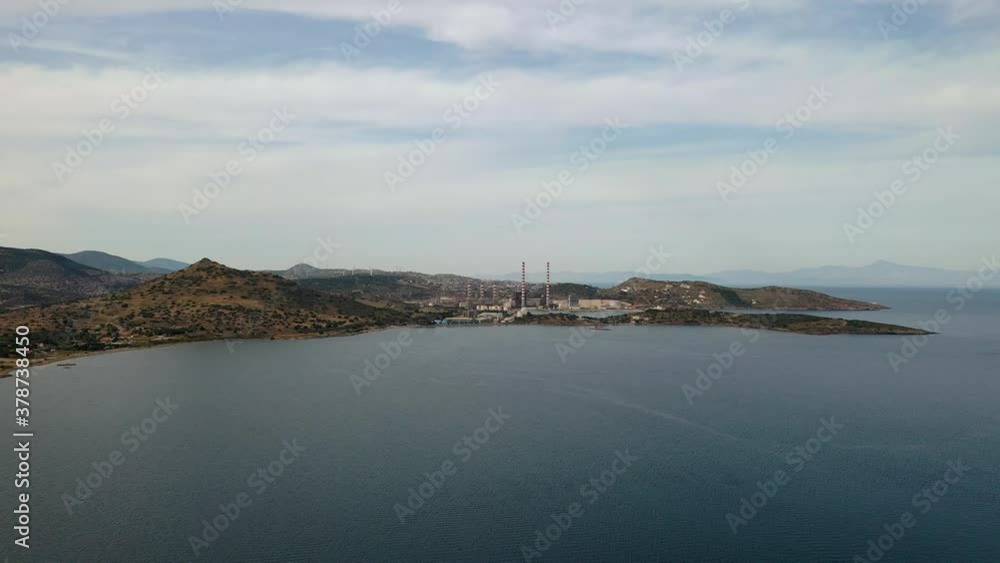 industrial landscape, the pipes of the power plant at moody day. Lavrio greece industrial landscape, the pipes of the power plant at moody day. Lavrio greece