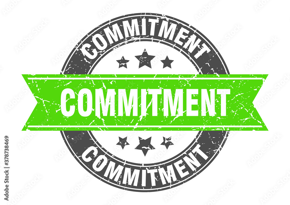 Obraz premium commitment round stamp with ribbon. label sign