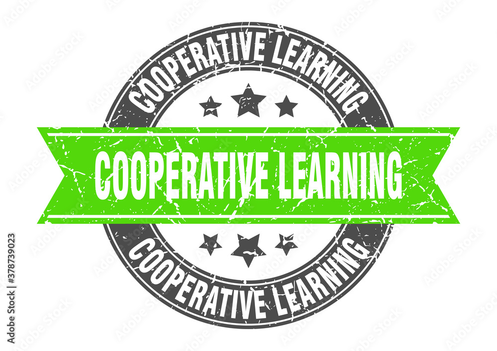 Fototapeta premium cooperative learning round stamp with ribbon. label sign