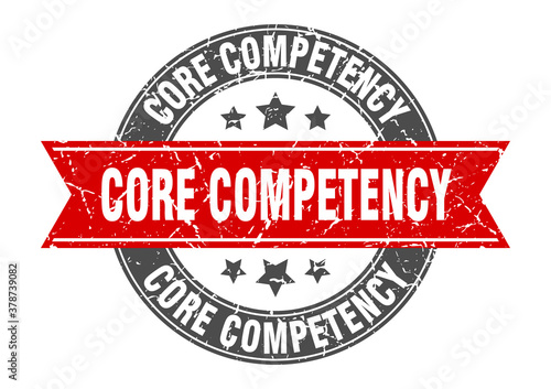 core competency round stamp with ribbon. label sign