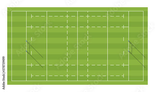 Rugby field with goals. Top view.