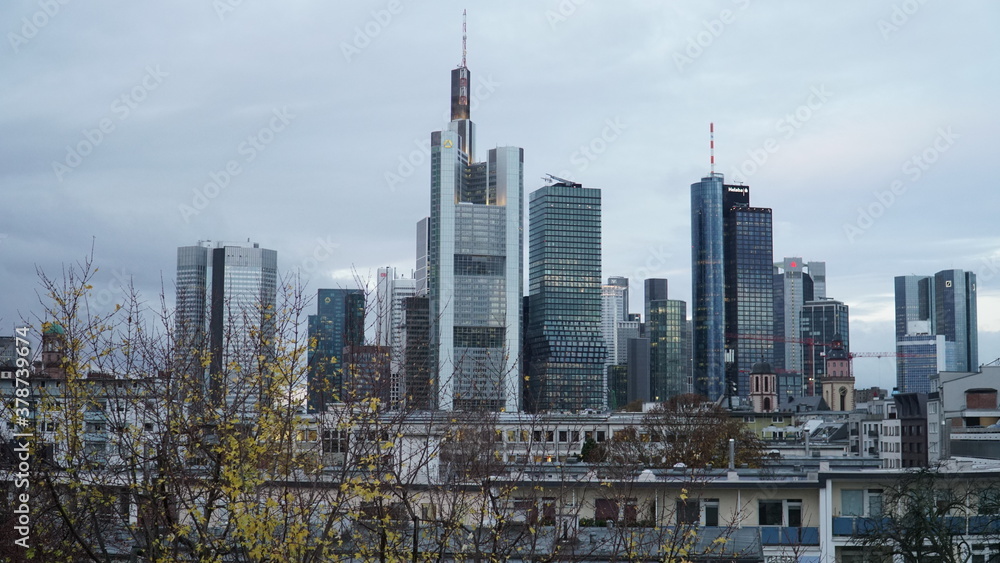 Frankfurt city in winter January 2020 