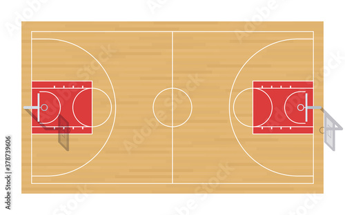 Basketball court with baskets. Top view.