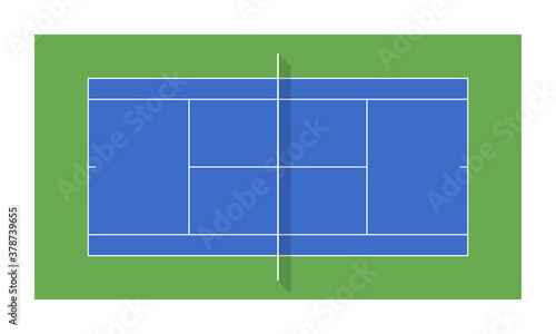 Tennis court with net. Top view.