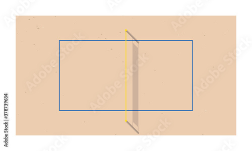 Beach volleyball court with net. Top view.	