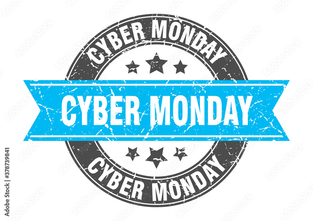 cyber monday round stamp with ribbon. label sign cyber monday round stamp with ribbon. label sign