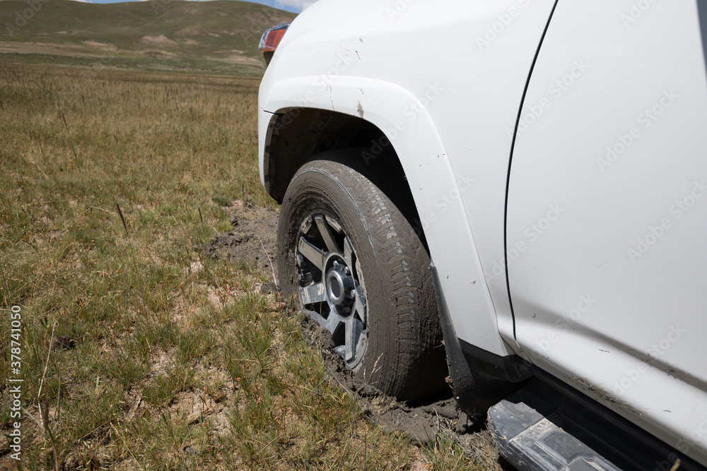 SUV got stuck in the mud