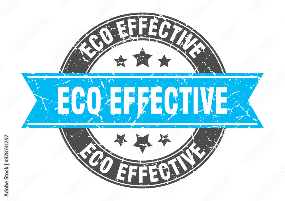 Fototapeta premium eco effective round stamp with ribbon. label sign