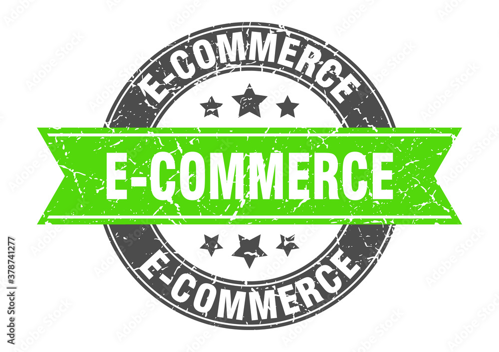 Obraz premium e-commerce round stamp with ribbon. label sign