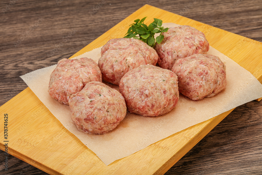 Raw turkey meatball for cooking Raw turkey meatball for cooking