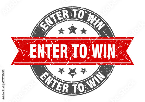 enter to win round stamp with ribbon. label sign