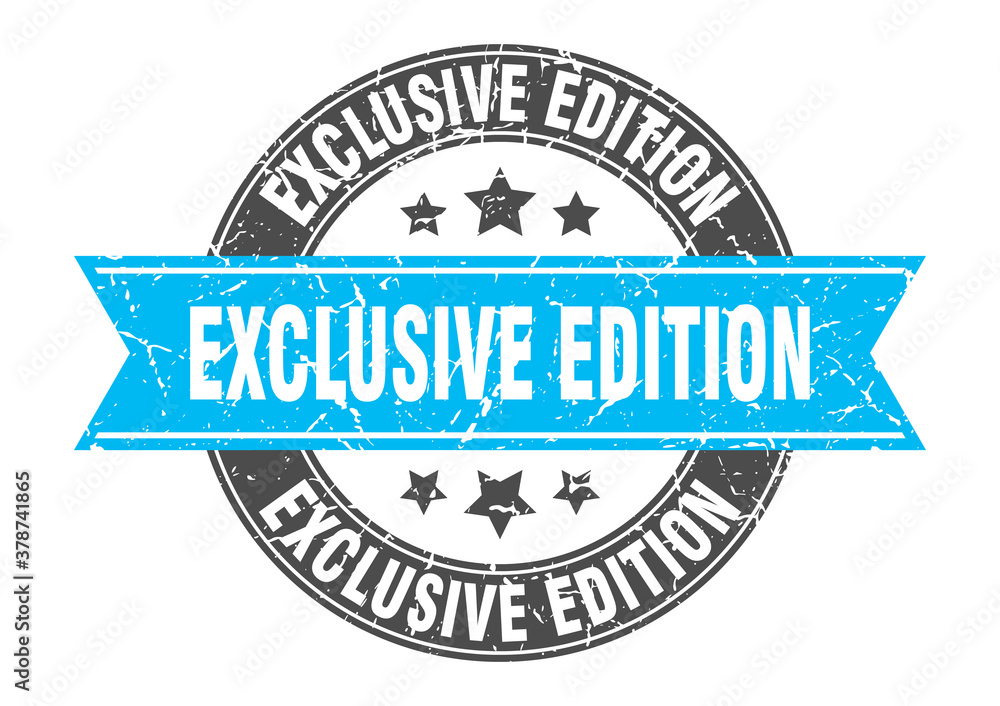 exclusive edition round stamp with ribbon. label sign exclusive edition round stamp with ribbon. label sign
