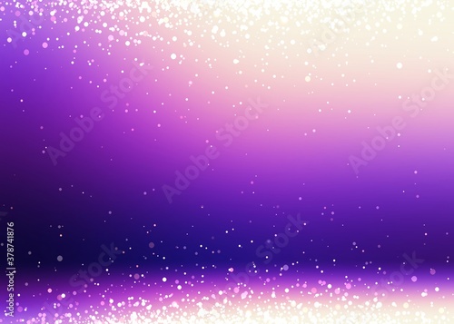 Purple background 3d decorated glitter sparkles on wall and floor abstract illustration. Magical festive interior.