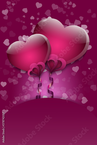A background of hearts on V...