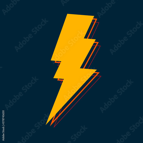 Lightning glossy bolt icon. Vector Illustration