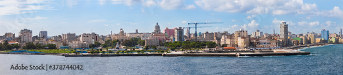 Panoramic view of the historical old Havana city with Spanish colonial  vibrant architecture  iconic buildings  harbor fortress  monuments  parks from Casablanca  the municipal borough of Regla.