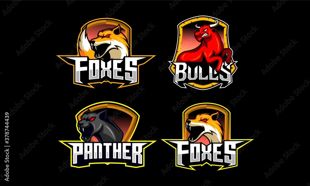 Set of animal emblem vector illustration