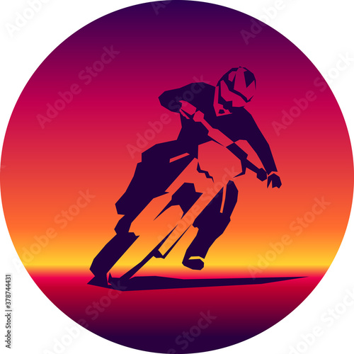 Racer and sport motocross bike vector icon