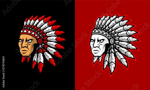 Indian chief head vector logo