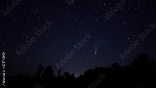 Neowise Comet, Stars, and Shooting Star Timelapse photo