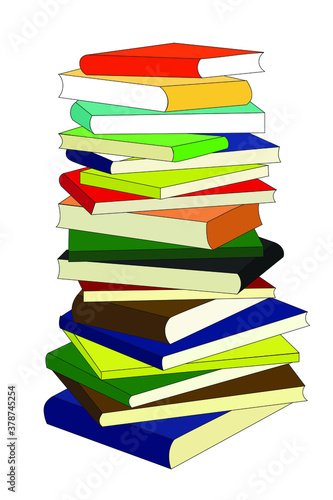 set of random colorful books placed on each other Education Study Knowledge School vector illustration