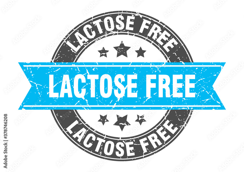 lactose free round stamp with ribbon. label sign lactose free round stamp with ribbon. label sign