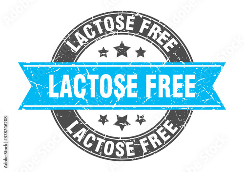 lactose free round stamp with ribbon. label sign